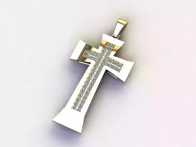Cross Necklace Classic Diamond Pendant 3Dmodel 3D print model 12 3D print model