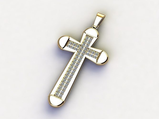 Cross Necklace Classic Diamond Pendant 3Dmodel 3D print model 11 3D print model