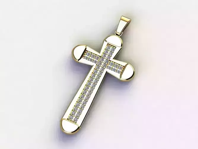 Cross Necklace Classic Diamond Pendant 3Dmodel 3D print model 11 3D print model