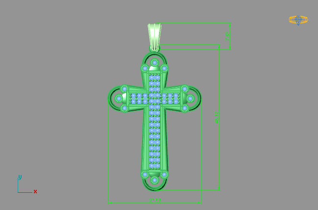 Cross Necklace Classic Diamond Pendant 3Dmodel 3D print model 10 3D print model_3