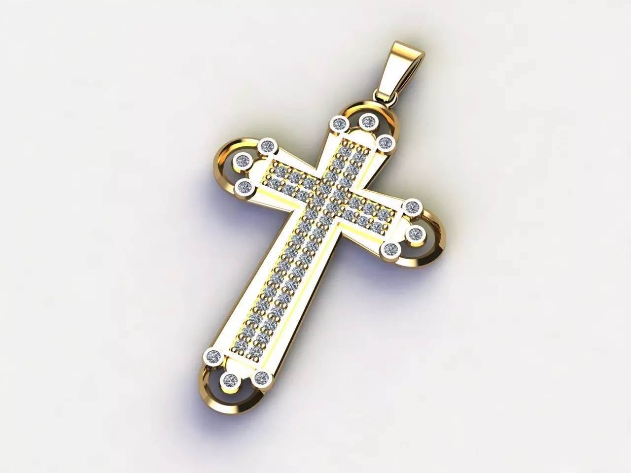 Cross Necklace Classic Diamond Pendant 3Dmodel 3D print model 10 3D print model_0