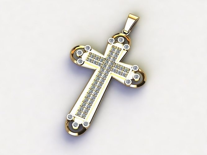 Cross Necklace Classic Diamond Pendant 3Dmodel 3D print model 10 3D print model