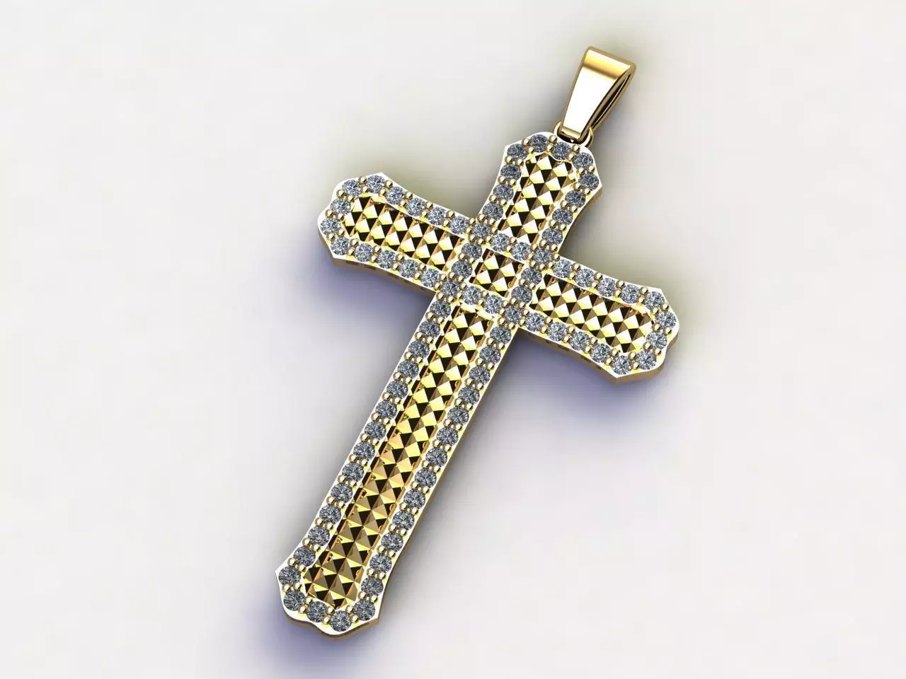 Cross Necklace Classic Diamond Pendant 3Dmodel 3D print model 1 3D print model_0