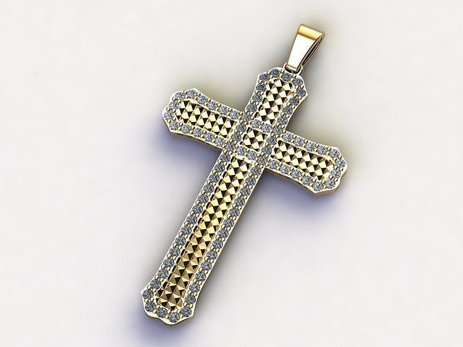 Cross Necklace Classic Diamond Pendant 3Dmodel 3D print model 1 3D print model