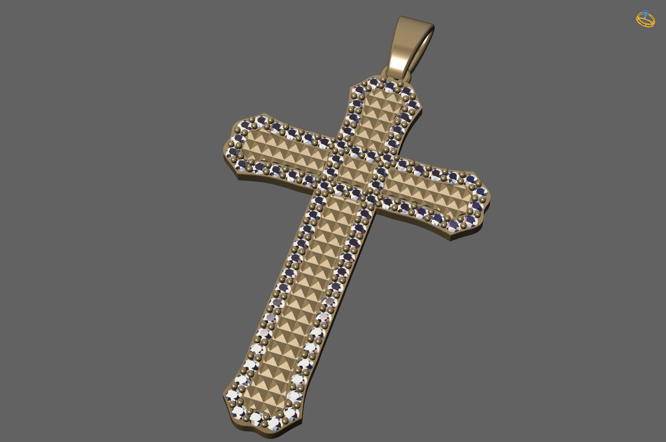 Cross Necklace Classic Diamond Pendant 3Dmodel 3D print model 1 3D print model_1