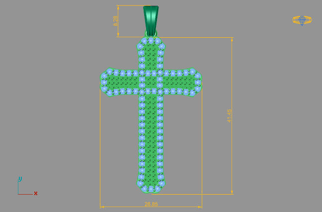 Cross Necklace Classic Diamond Pendant 3Dmodel 3D print model 1 3D print model_3