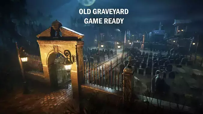 Old graveyard Low-poly 3D model
