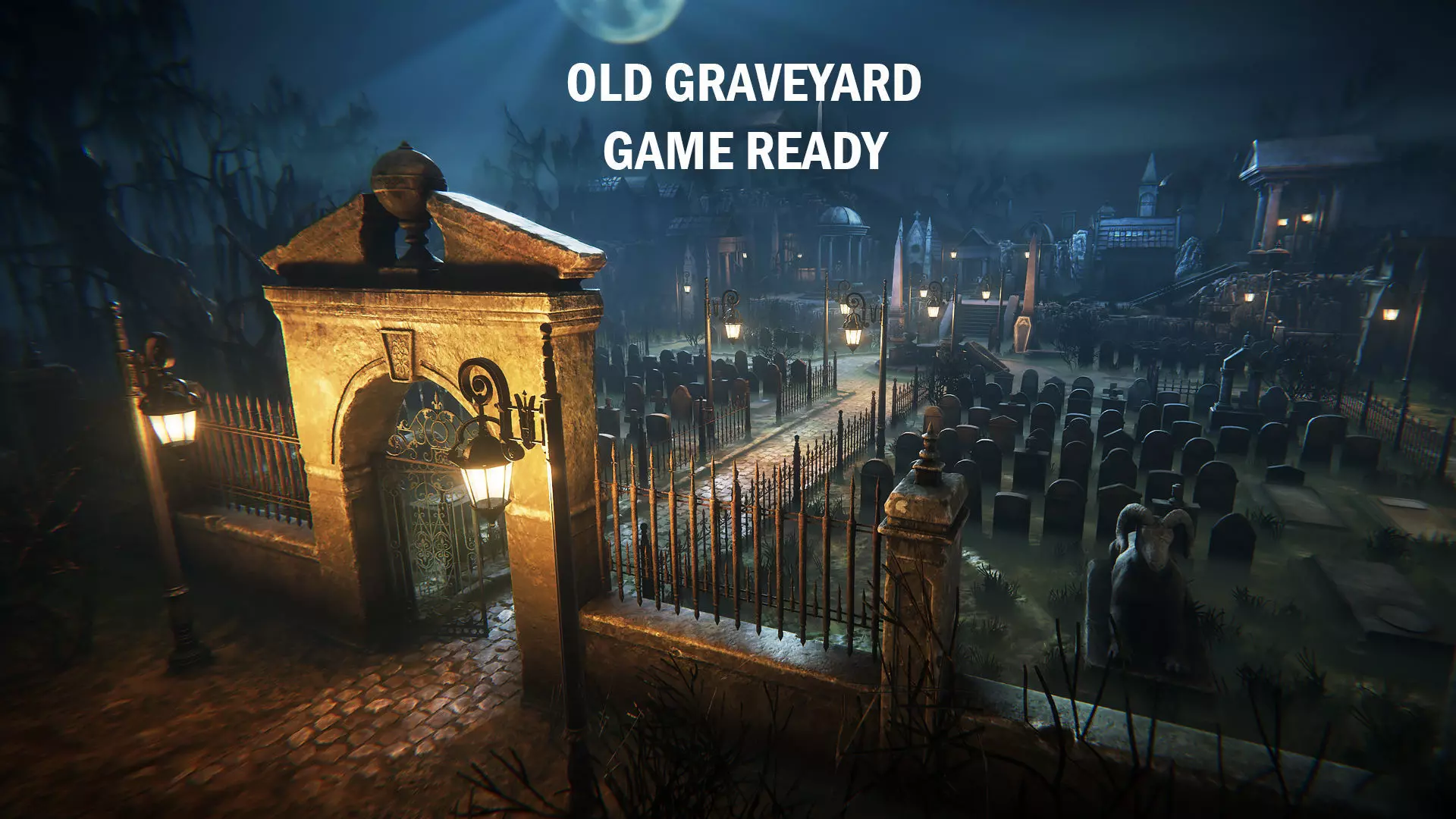 Old graveyard Low-poly 3D model_0