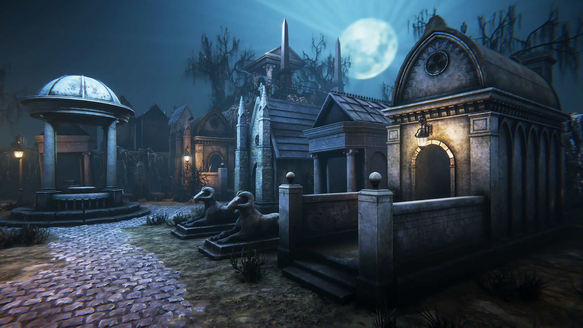 Old graveyard Low-poly 3D model_3