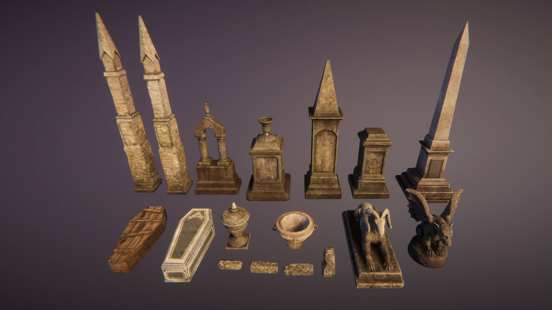 Old graveyard Low-poly 3D model_8