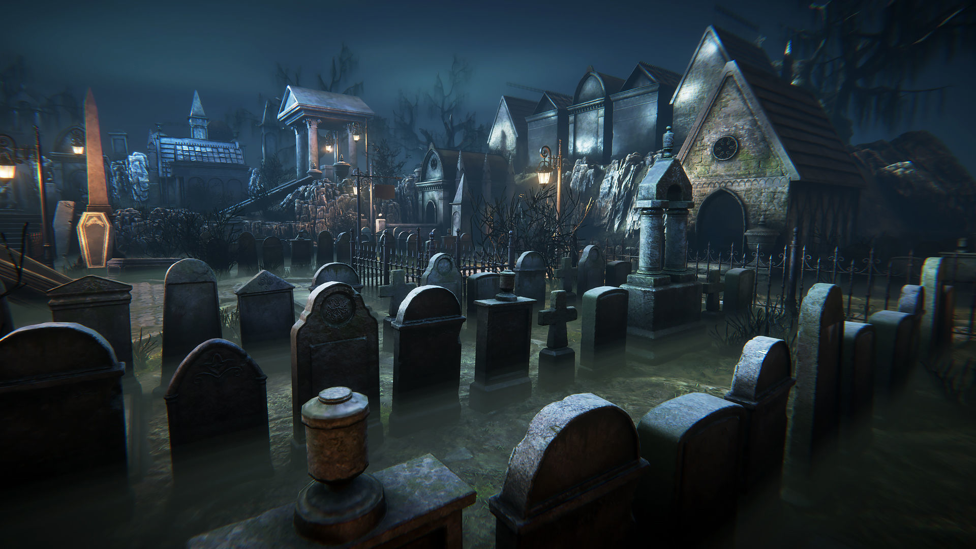 Old graveyard Low-poly 3D model_5