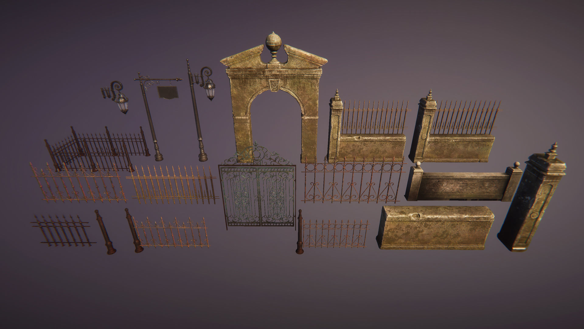 Old graveyard Low-poly 3D model_9