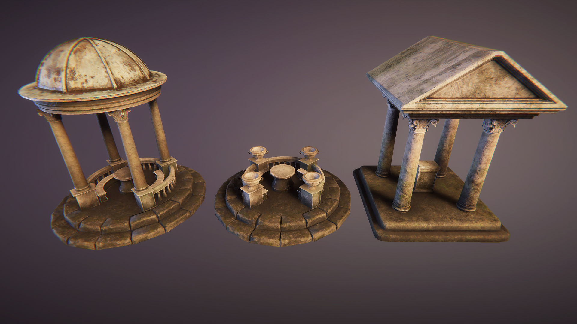 Old graveyard Low-poly 3D model_7
