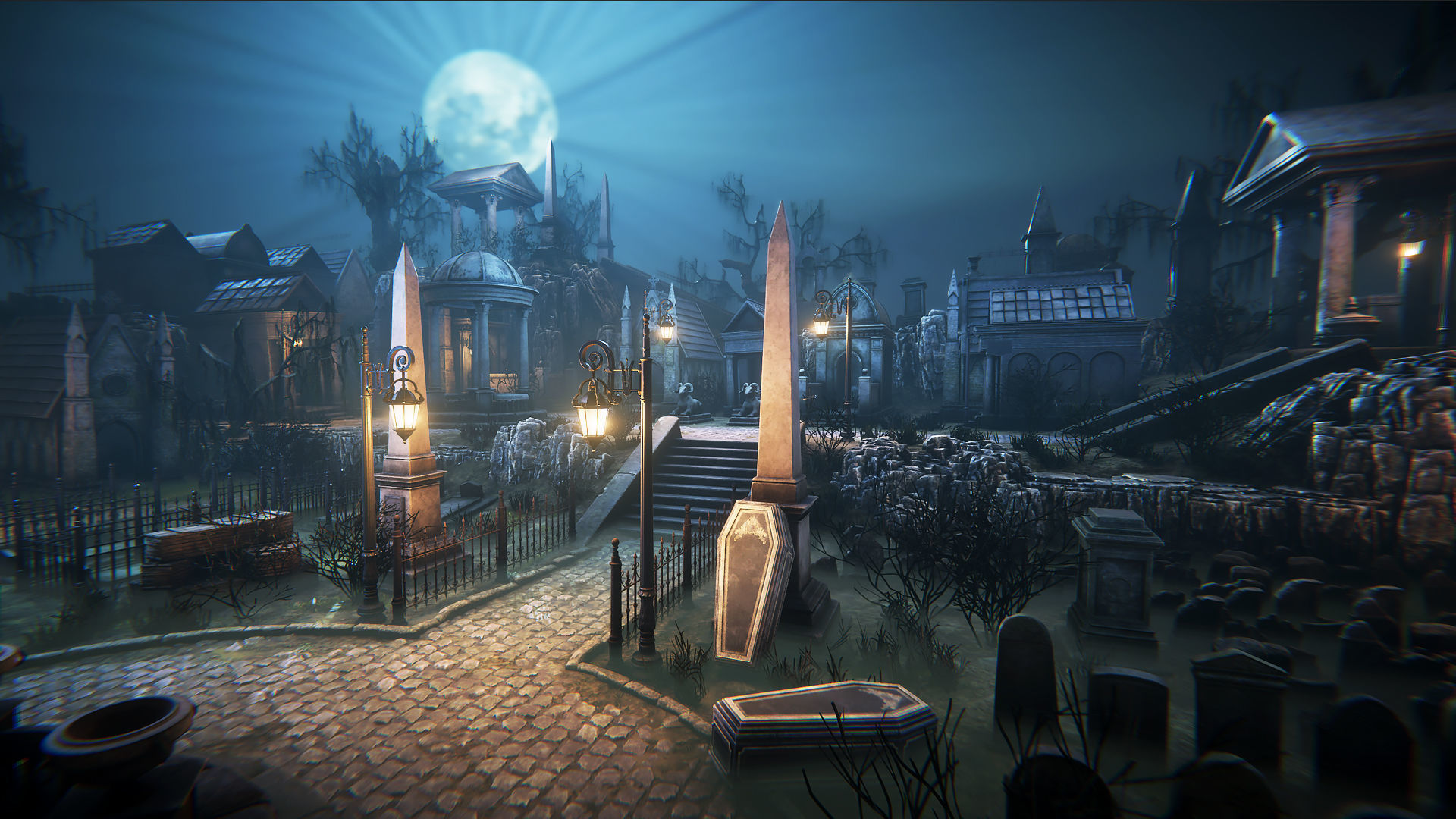 Old graveyard Low-poly 3D model_2