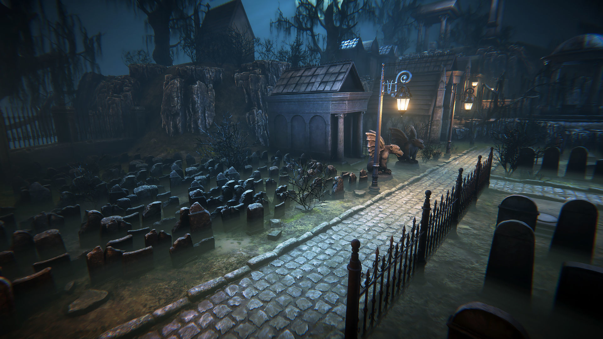 Old graveyard Low-poly 3D model_4