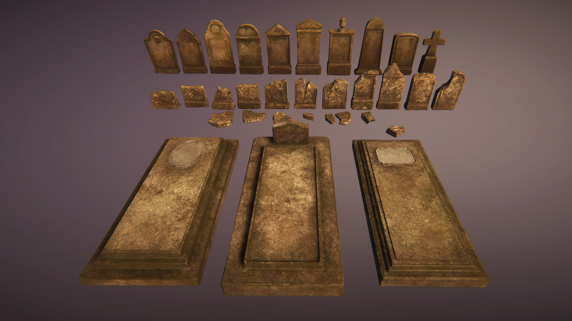 Old graveyard Low-poly 3D model_10