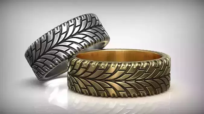 Tire Tread Auto Dirt Ring Wedding Band 3D print model