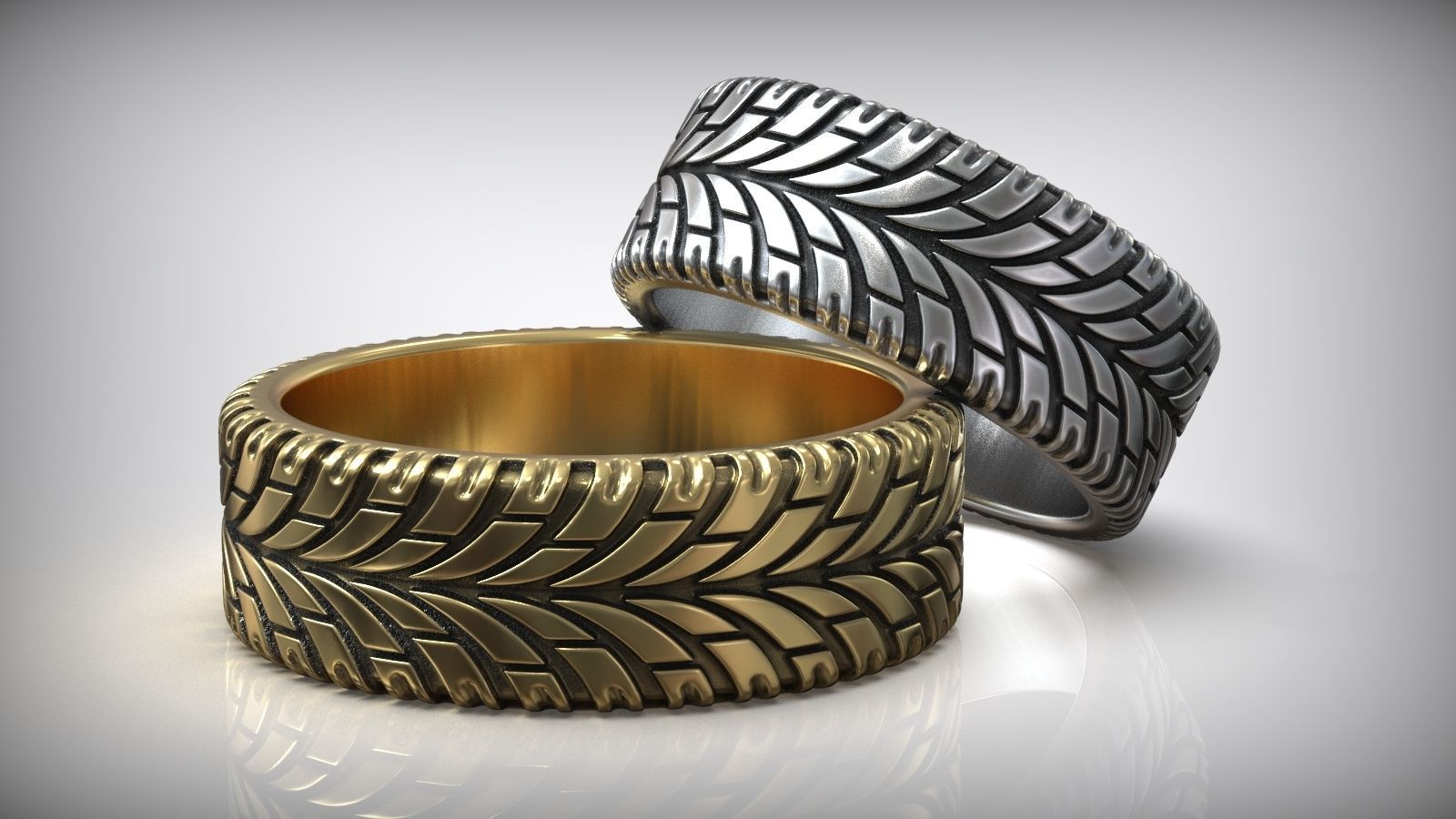 Tire Tread Auto Dirt Ring Wedding Band 3D print model_1