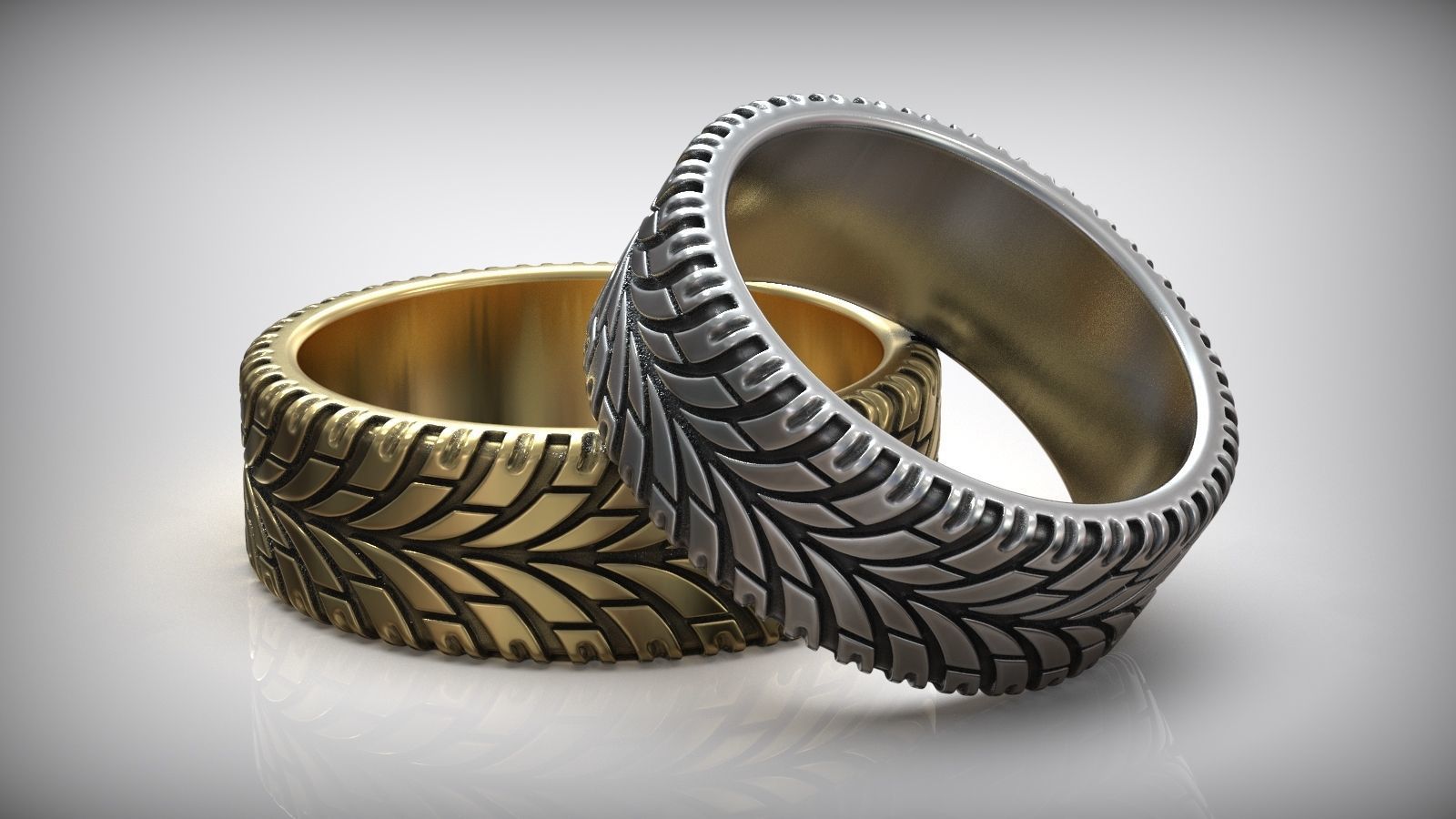 Tire Tread Auto Dirt Ring Wedding Band 3D print model_2