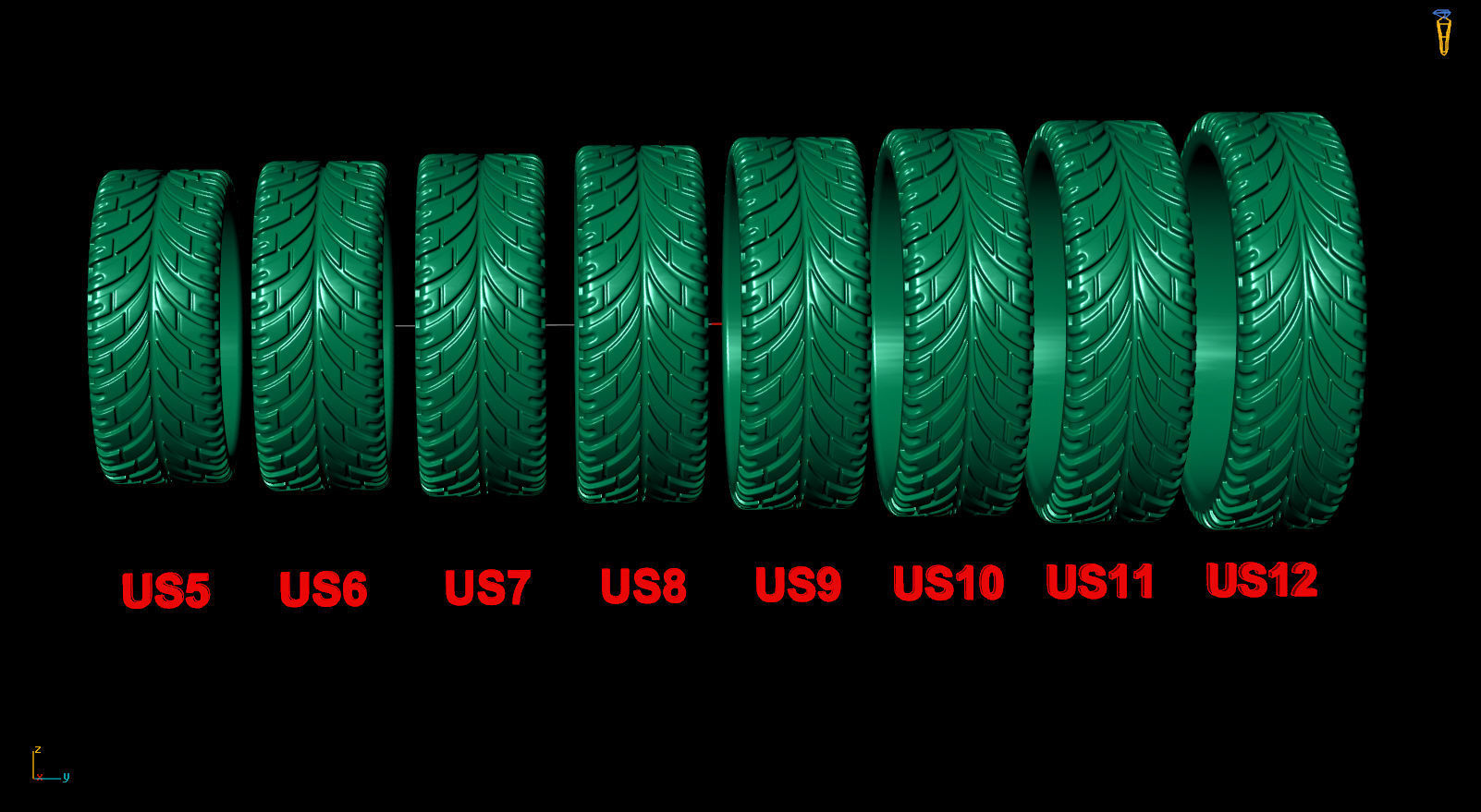 Tire Tread Auto Dirt Ring Wedding Band 3D print model_7