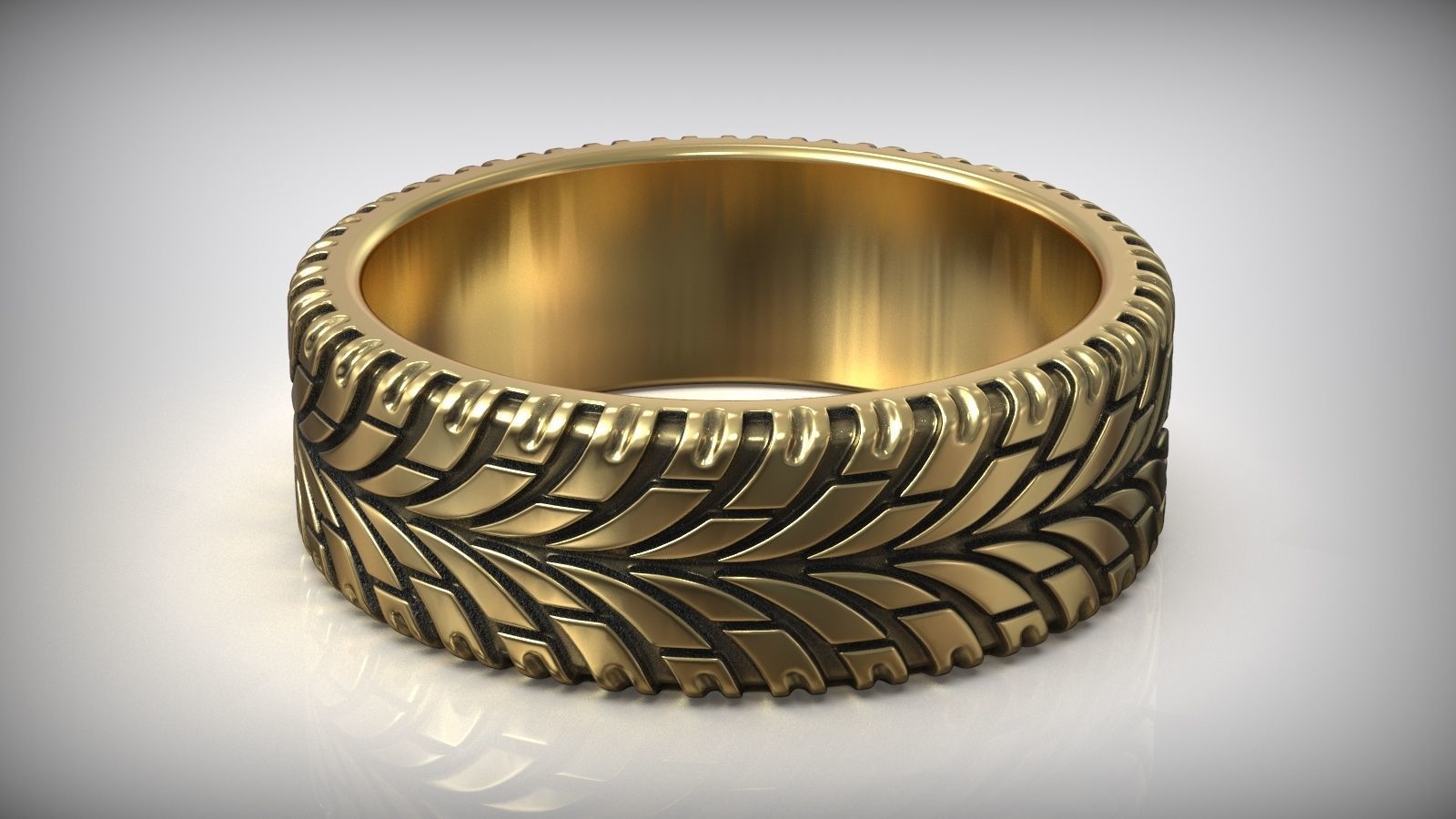 Tire Tread Auto Dirt Ring Wedding Band 3D print model_4