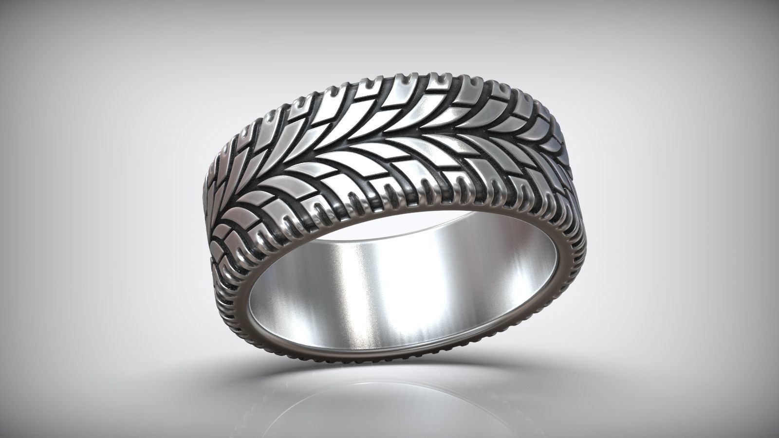 Tire Tread Auto Dirt Ring Wedding Band 3D print model_3