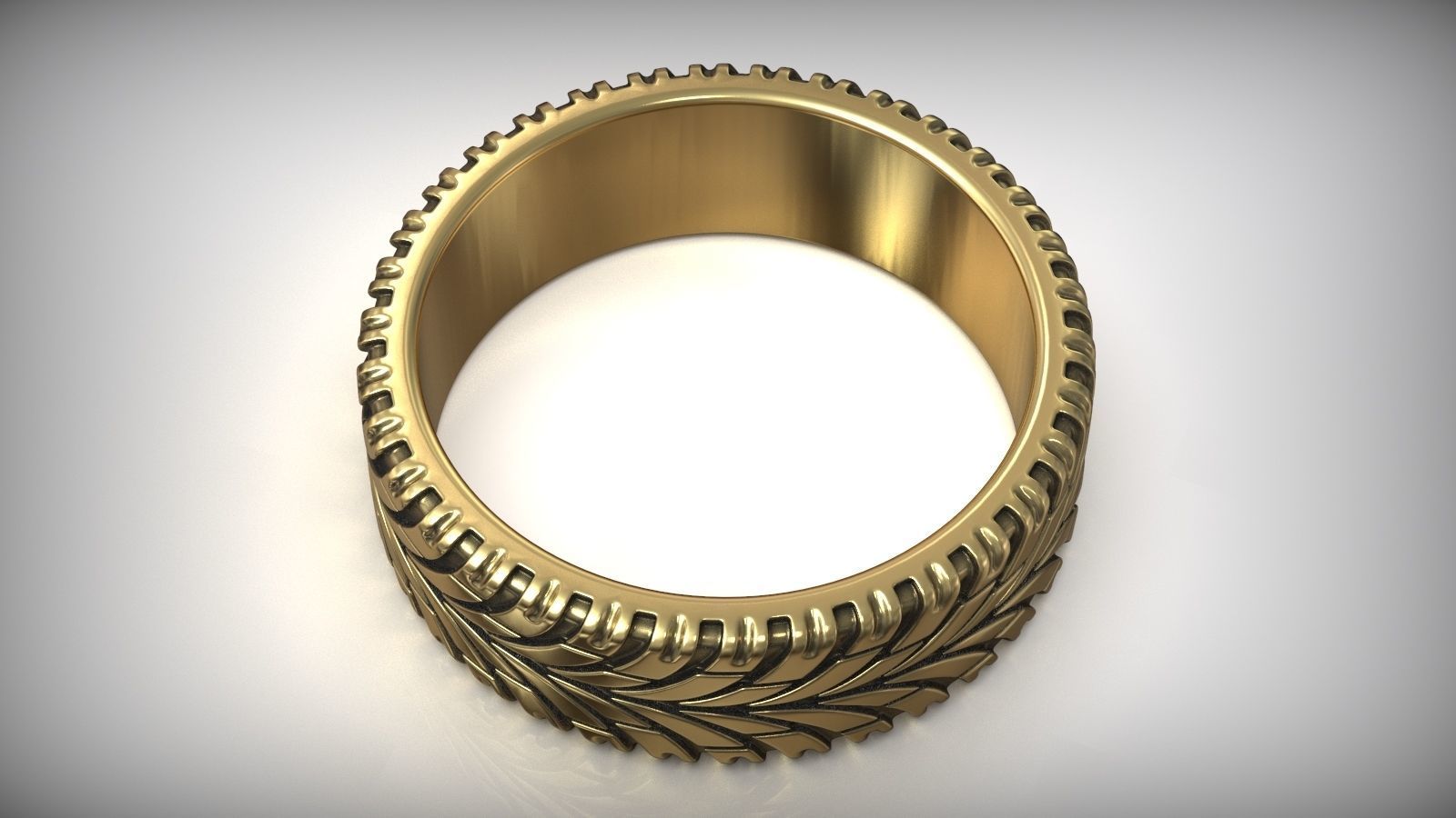 Tire Tread Auto Dirt Ring Wedding Band 3D print model_5