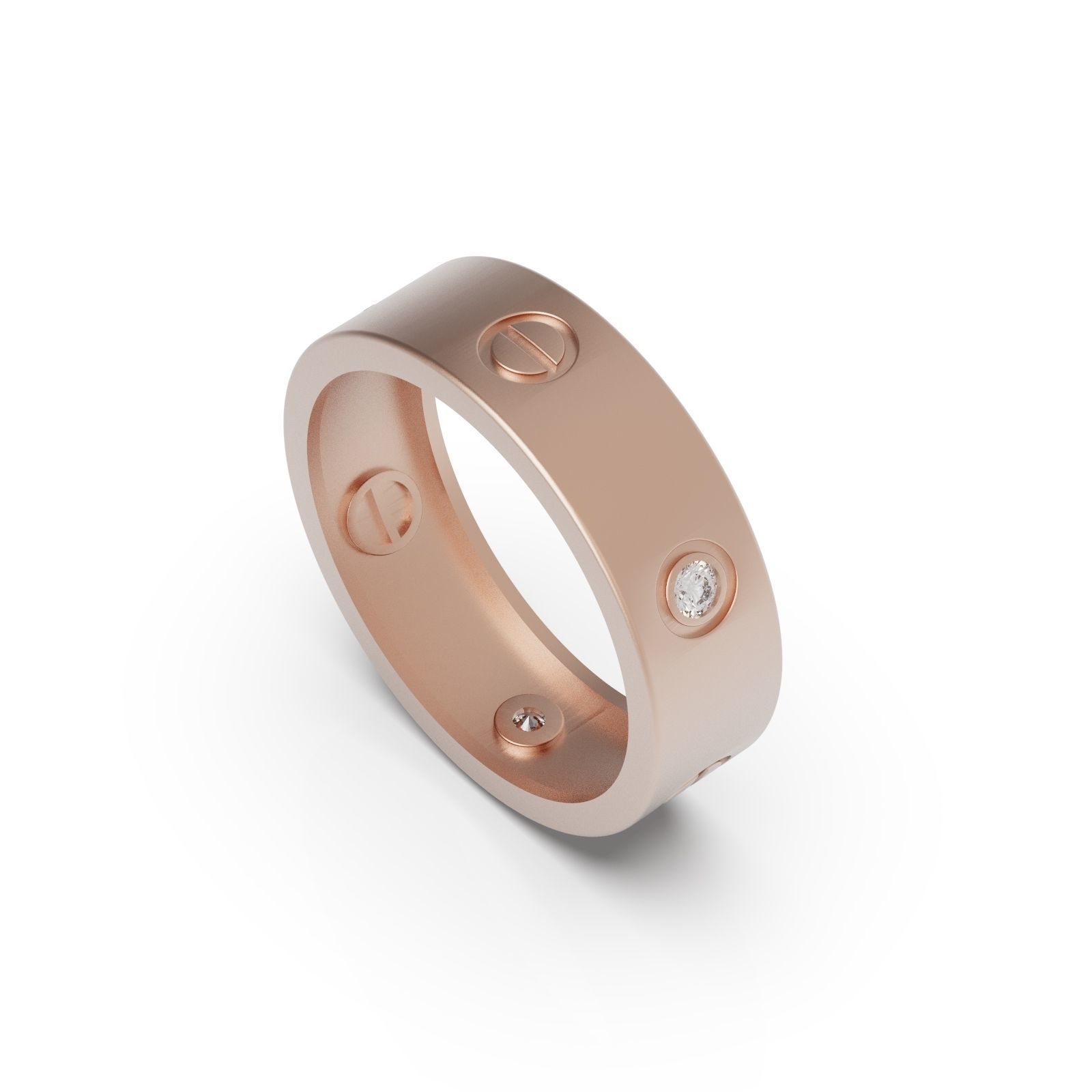 Classic ring diamond 3D print model_3