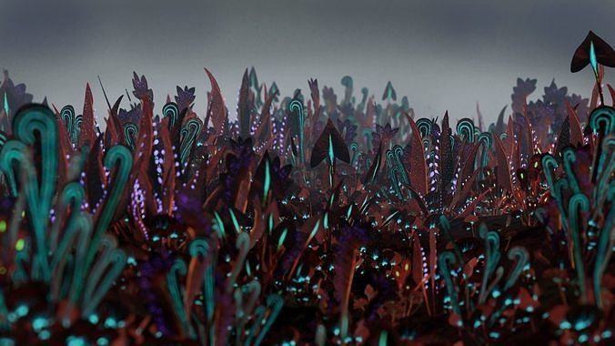 Glowing alien herbs 4 Low-poly 3D model
