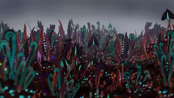 Glowing alien herbs 4 Low-poly 3D model