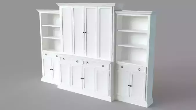 Cameo 4-Piece White Storage Bookcase Entertainment Center 3D model