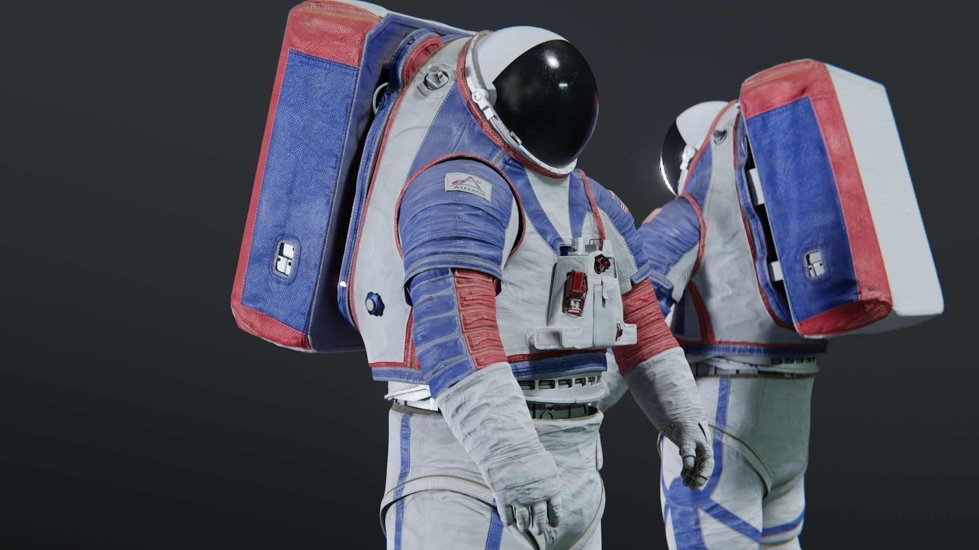 Next Gen XEMU Artemis Spacesuit Color Rigged 3D model_7