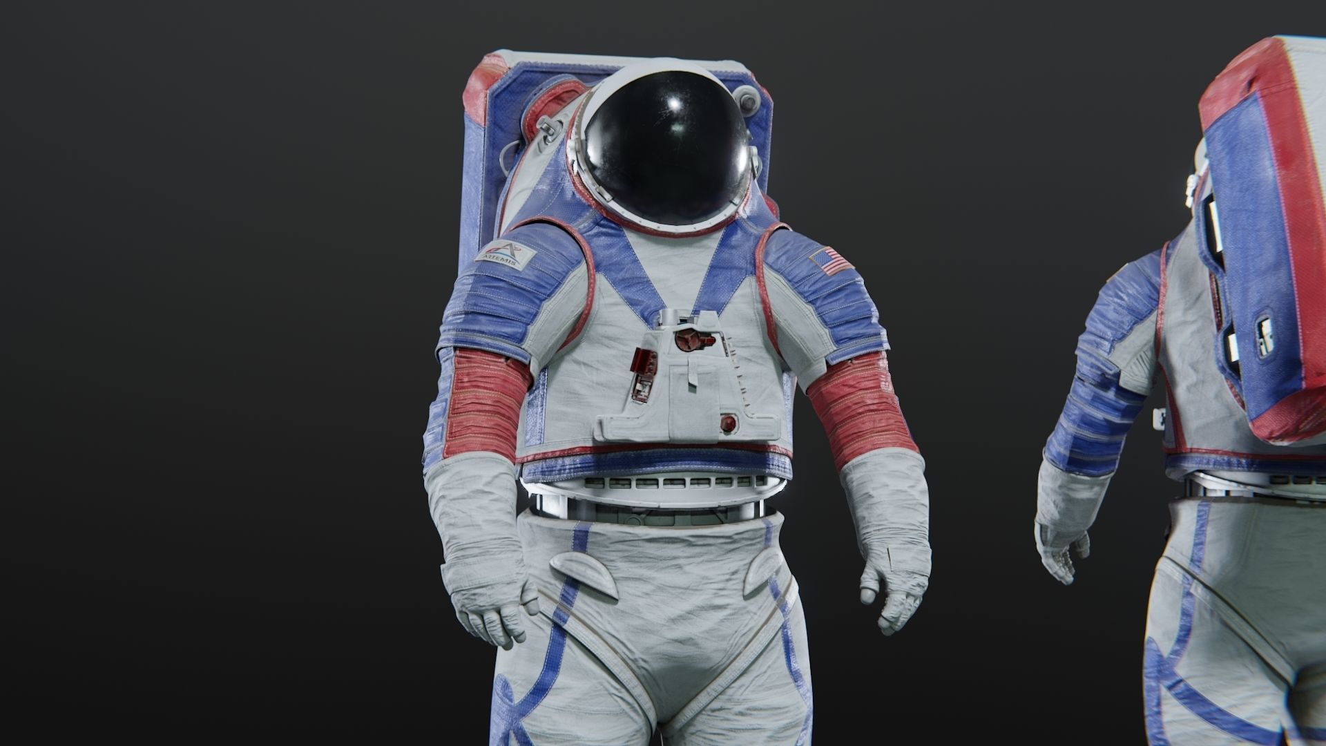Next Gen XEMU Artemis Spacesuit Color Rigged 3D model_5