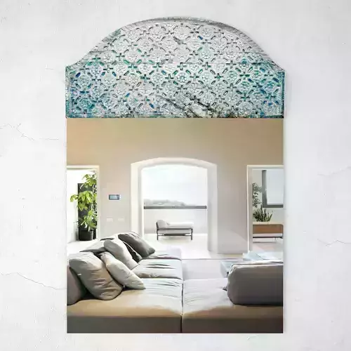 Old Blue Architectural Panel Mirror 3D model