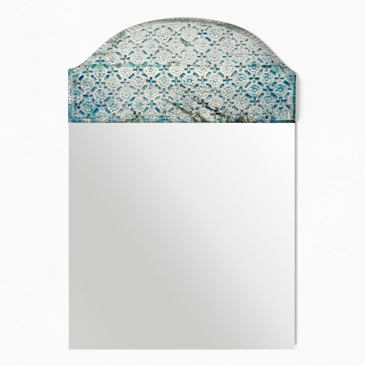 Old Blue Architectural Panel Mirror 3D model_2