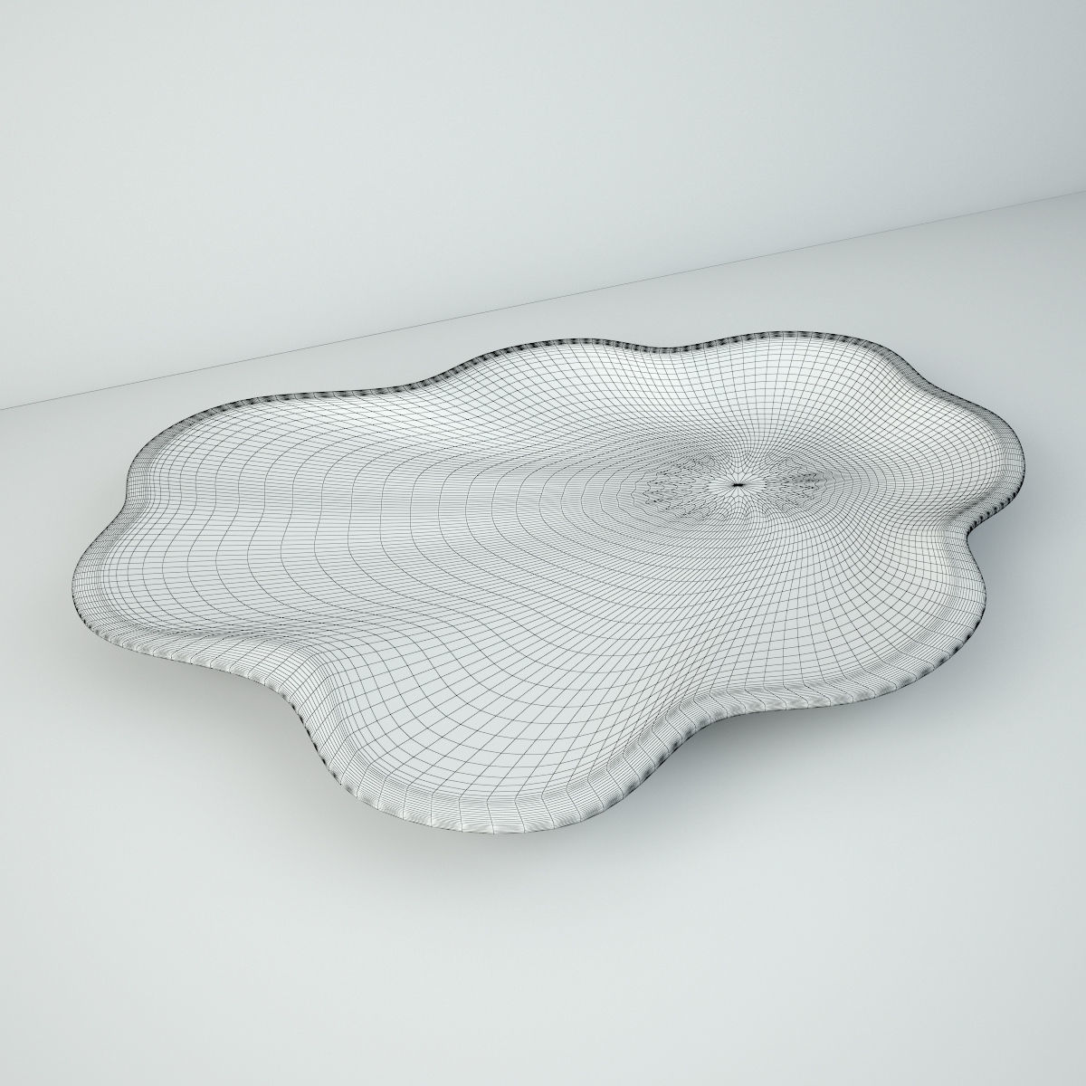Teak Wood Wave Plate 3D model_2