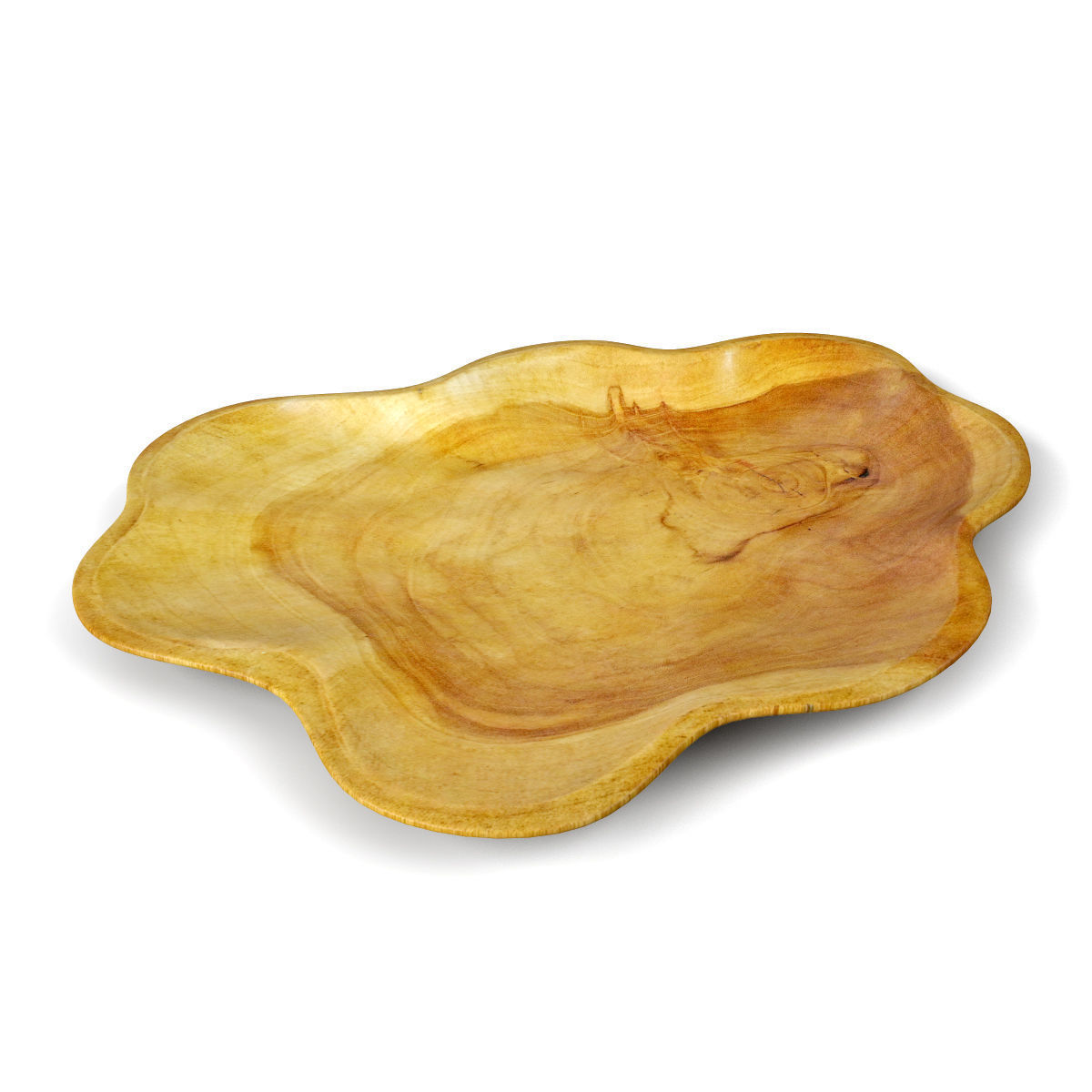 Teak Wood Wave Plate 3D model_1