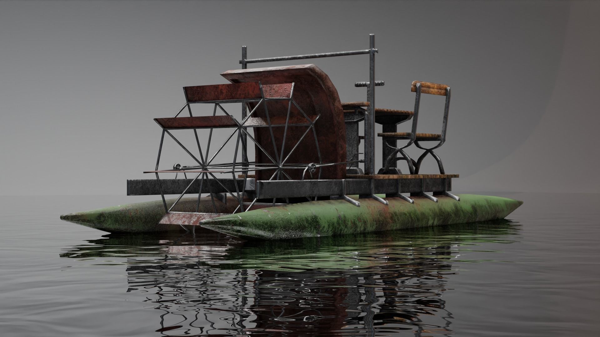 Vintage Water Bike PBR Game Ready VR AR low-poly 3d model  Low-poly 3D model_5
