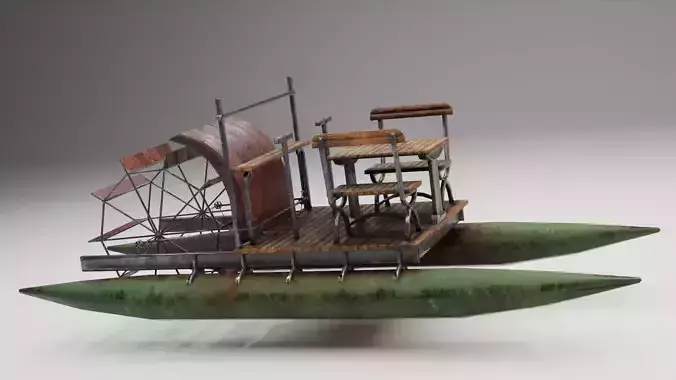 Vintage Water Bike PBR Game Ready VR AR low-poly 3d model  Low-poly 3D model