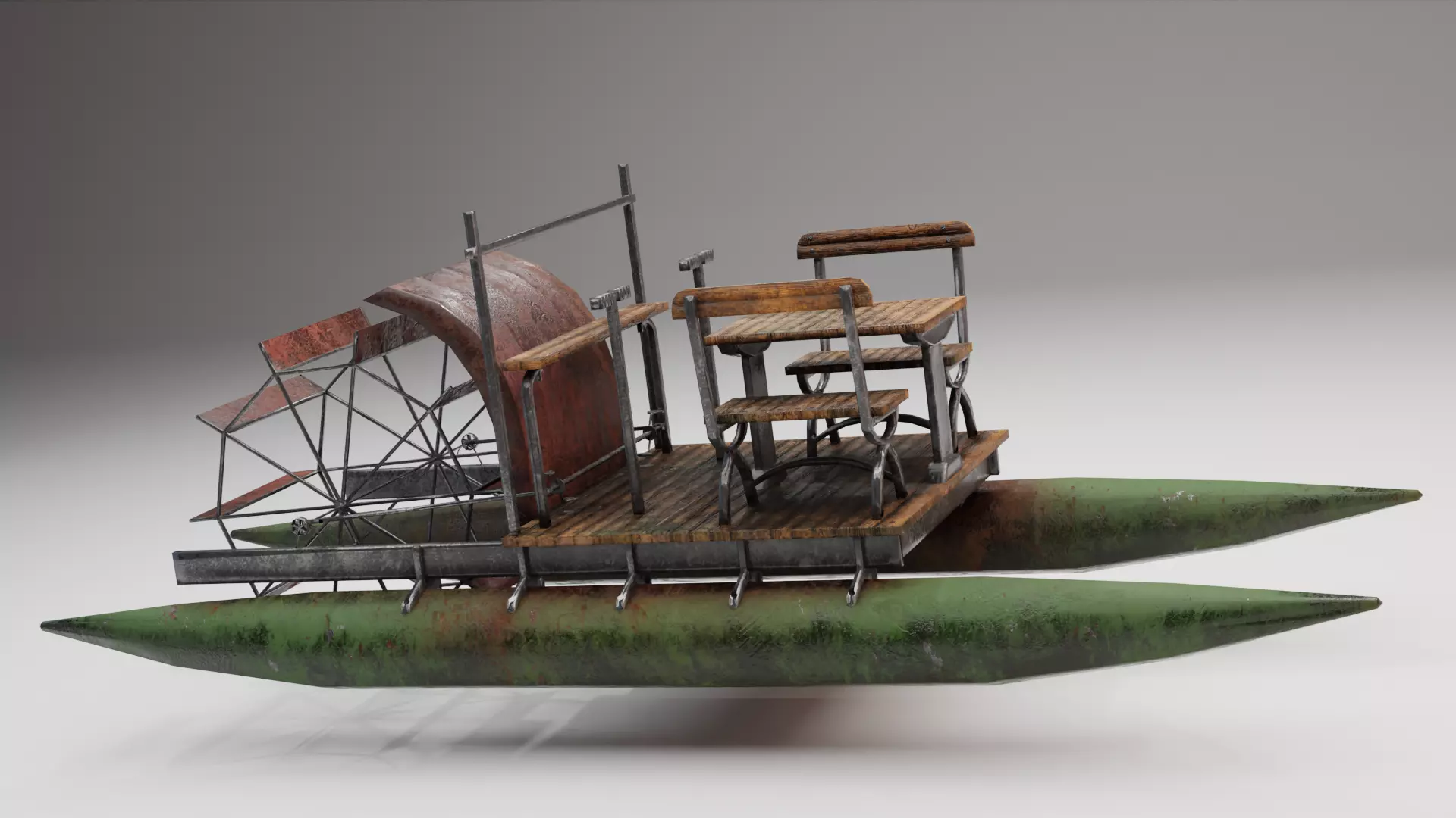 Vintage Water Bike PBR Game Ready VR AR low-poly 3d model  Low-poly 3D model_0