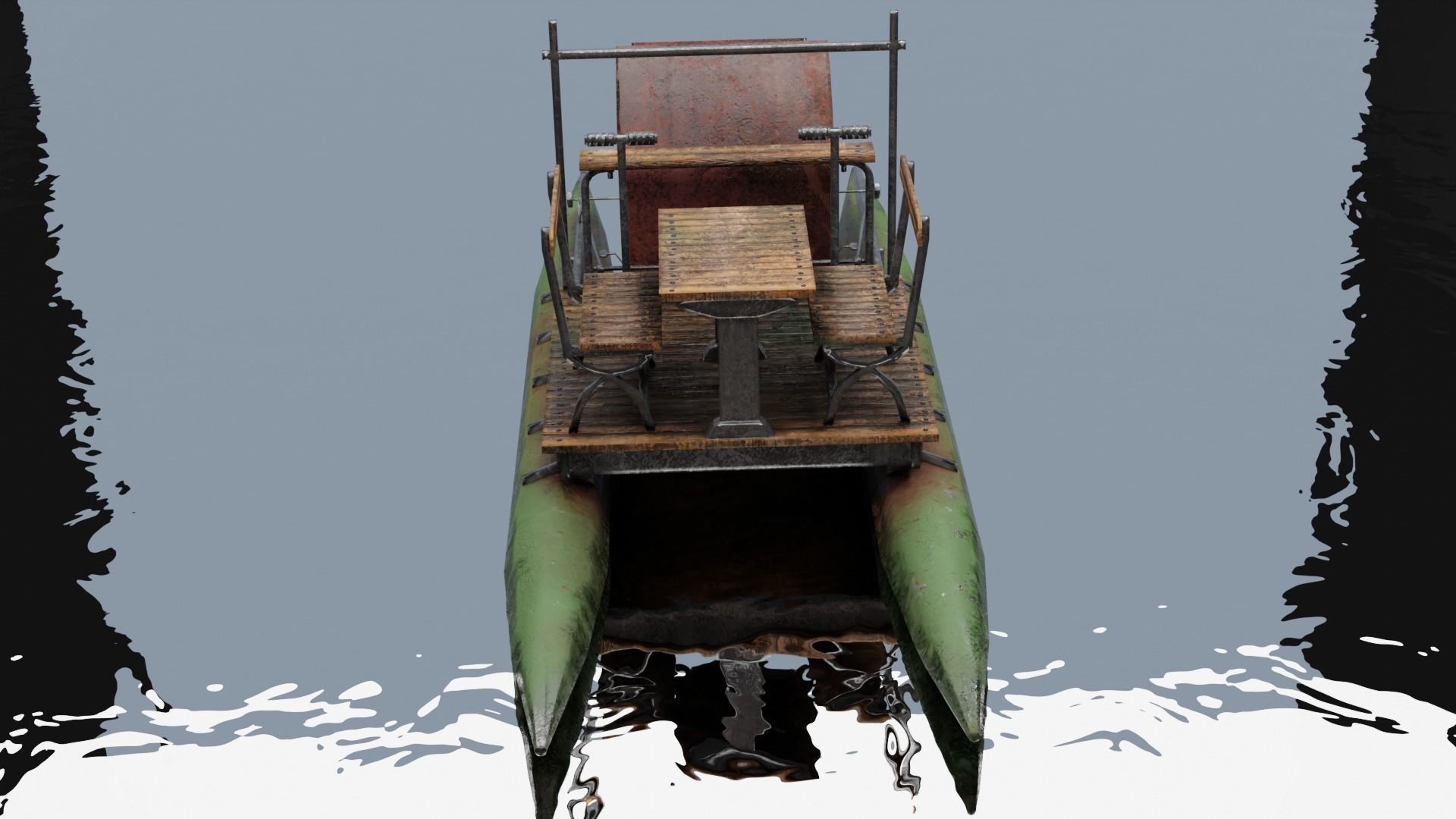 Vintage Water Bike PBR Game Ready VR AR low-poly 3d model  Low-poly 3D model_3