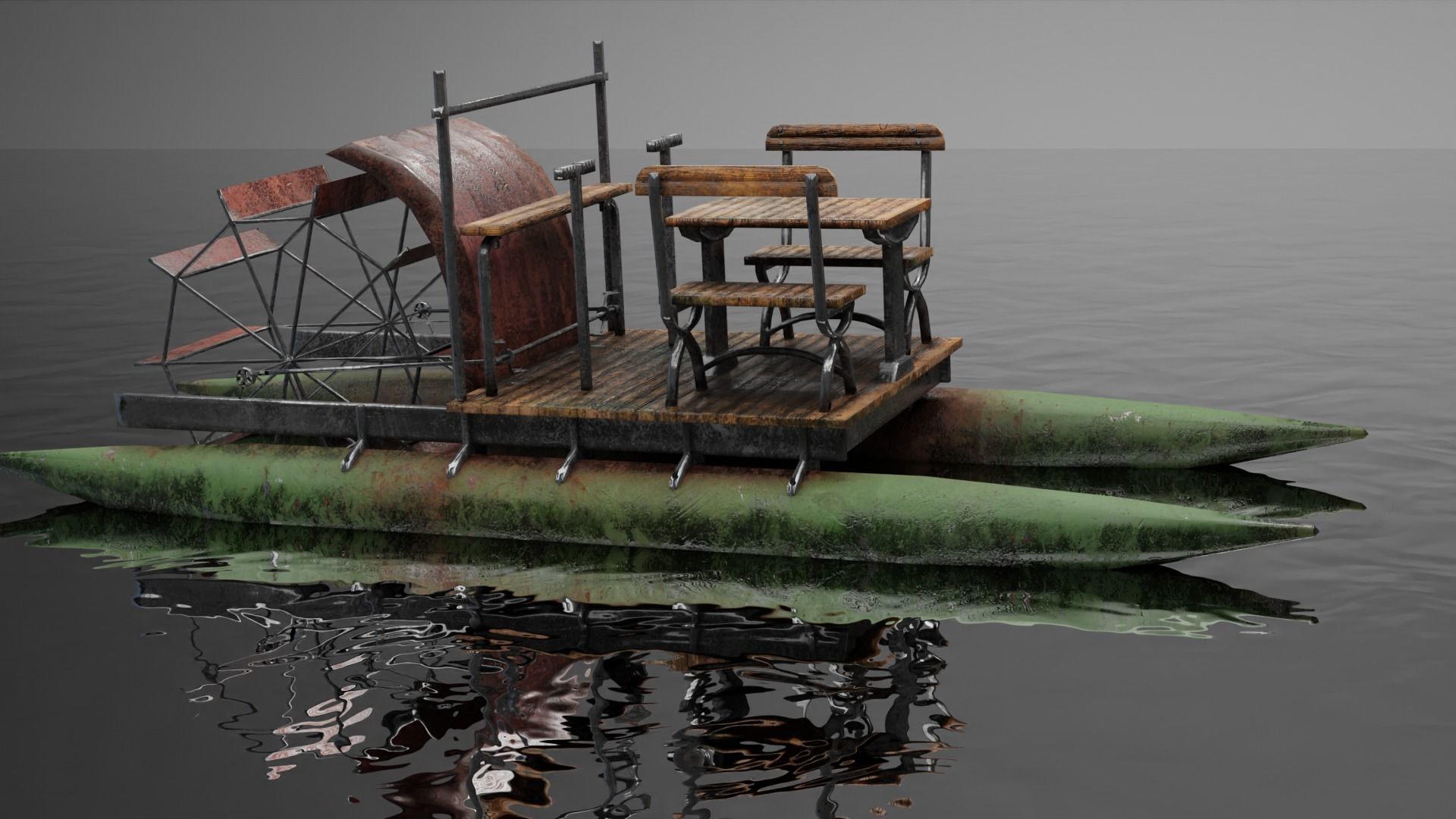 Vintage Water Bike PBR Game Ready VR AR low-poly 3d model  Low-poly 3D model_1