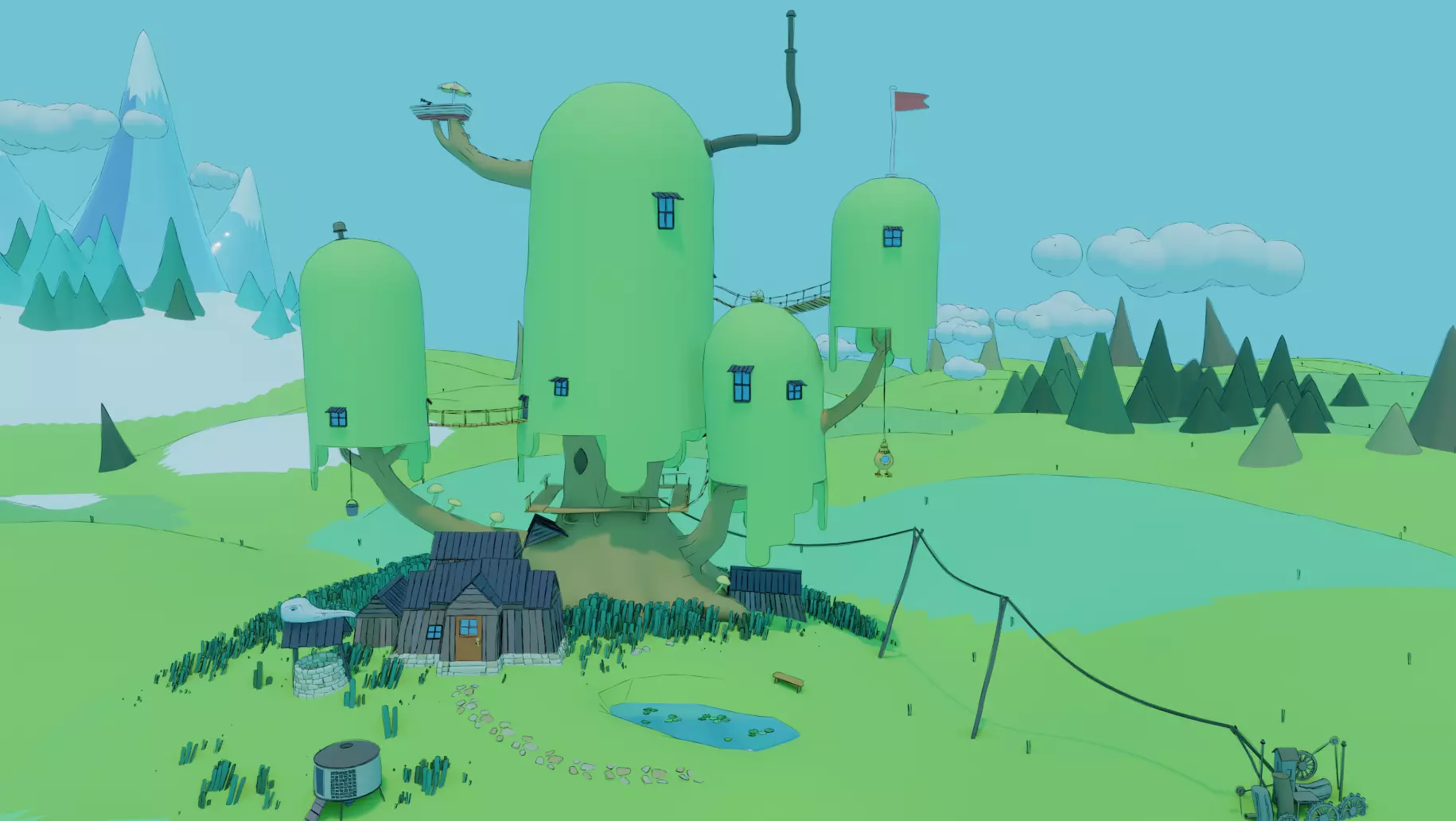 Adventure time Tree house Low-poly 3D model_0