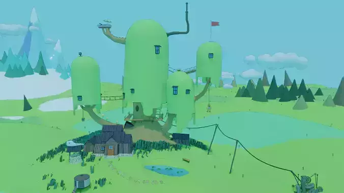 Adventure time Tree house Low-poly 3D model