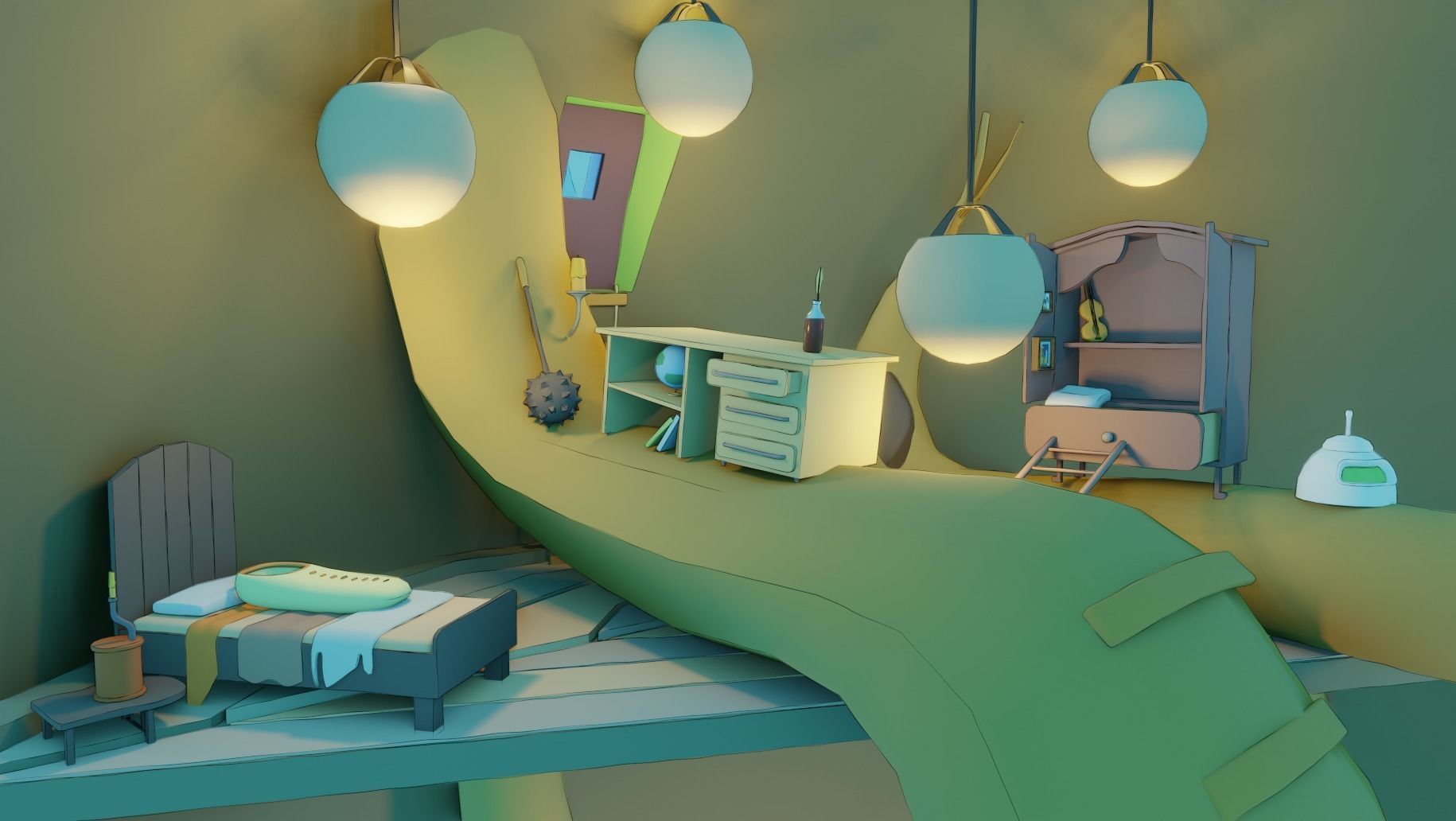 Adventure time Tree house Low-poly 3D model_12