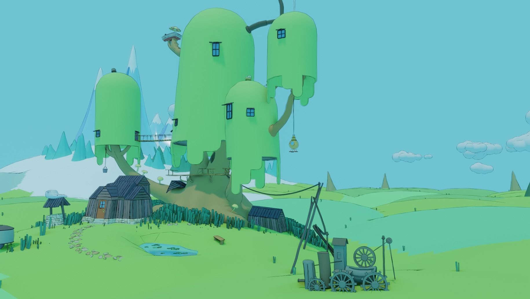 Adventure time Tree house Low-poly 3D model_3