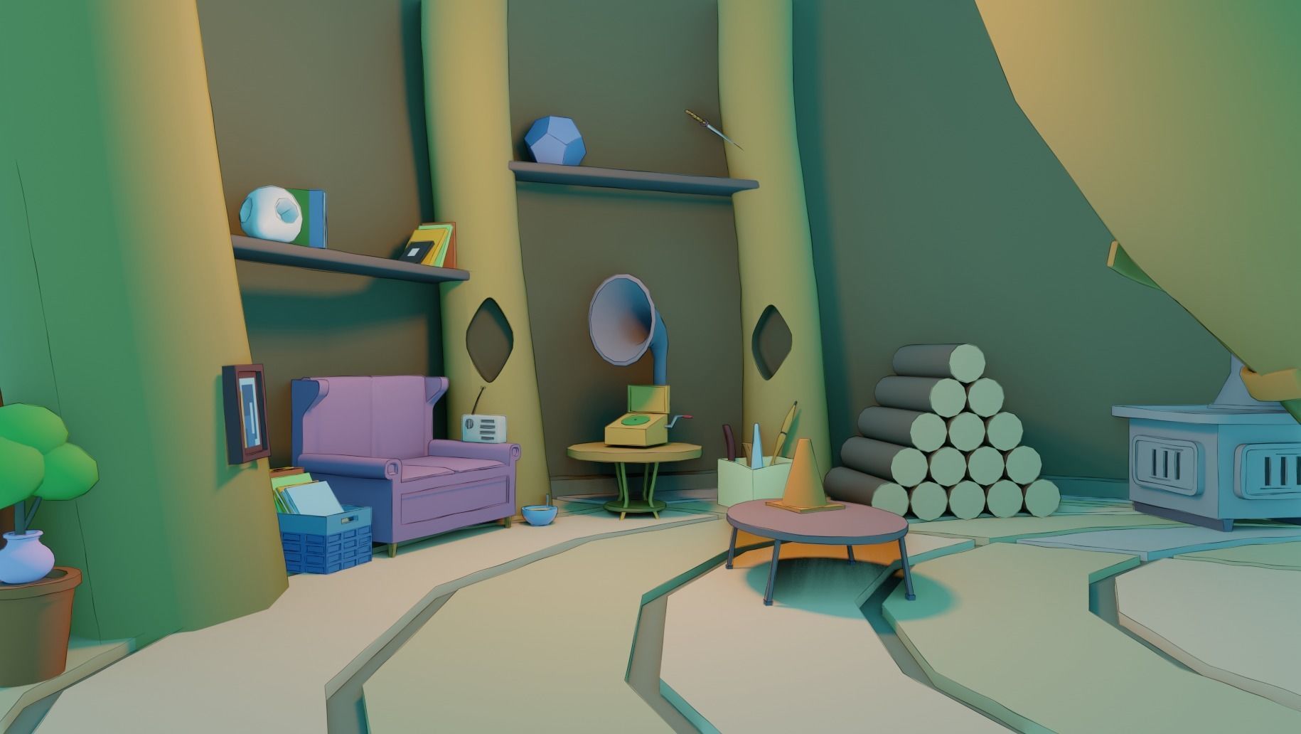Adventure time Tree house Low-poly 3D model_10