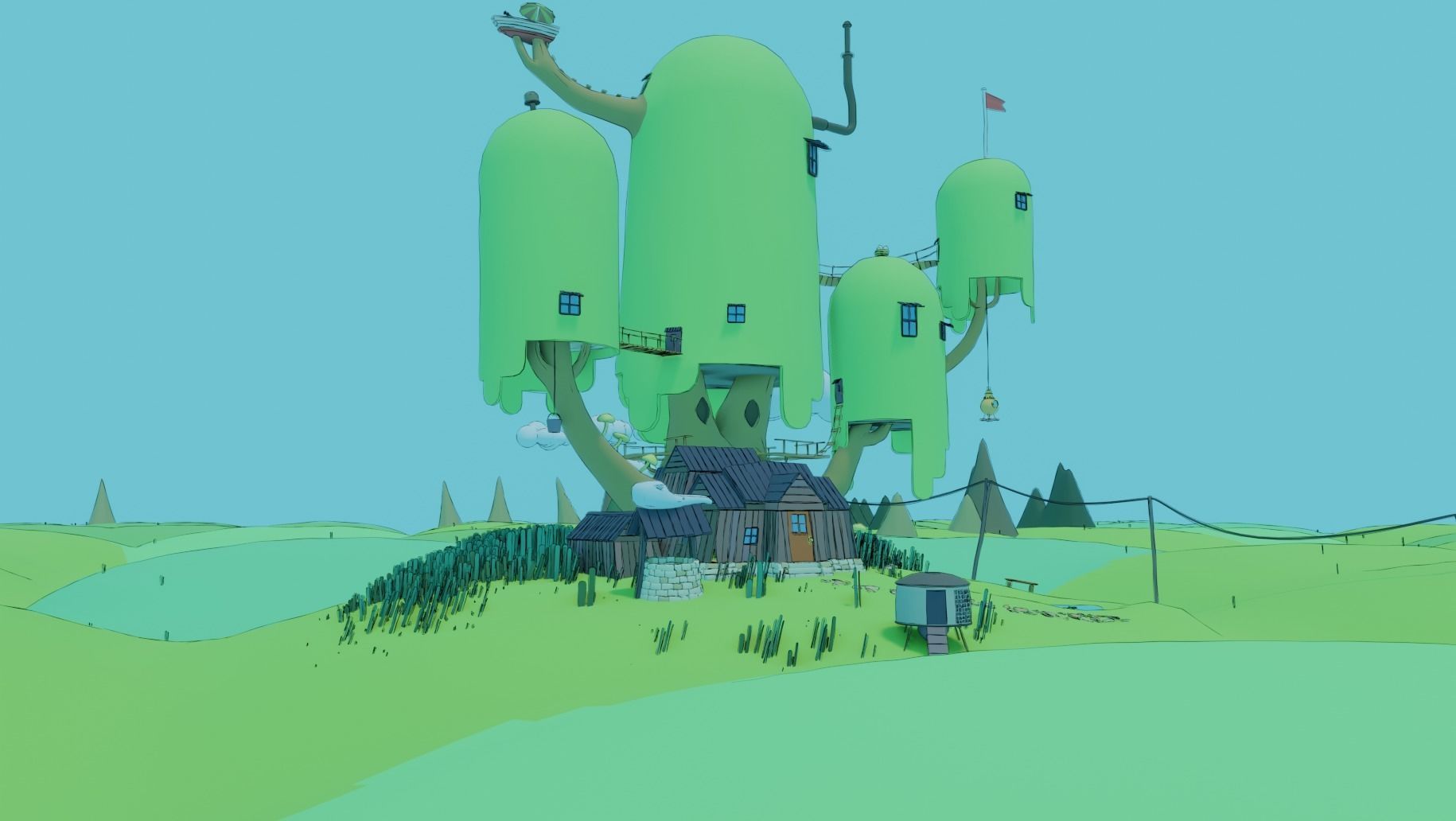 Adventure time Tree house Low-poly 3D model_4