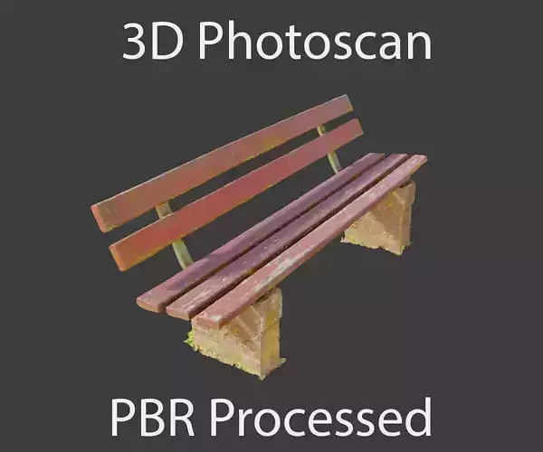 Old bench 3D model Photoscan processed Red