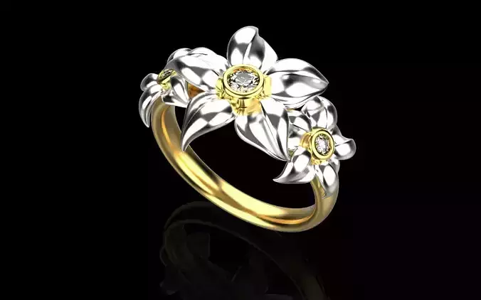 ring with flower and diamond